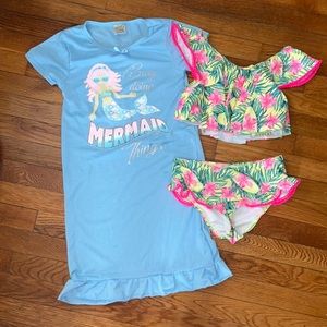 Girls size 14 Nicole Miller Bathing Suit & Coverup